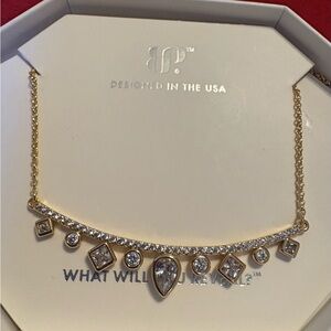 Gold Necklace with Crystal Charms